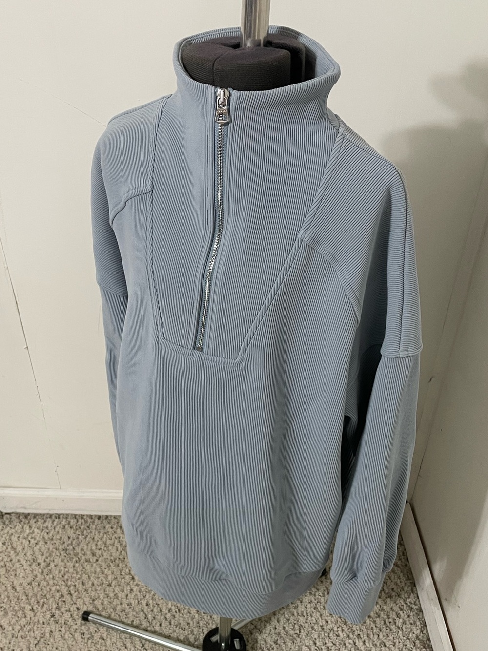 Varley Rhea Half Zip Sweat in Dusty Blue